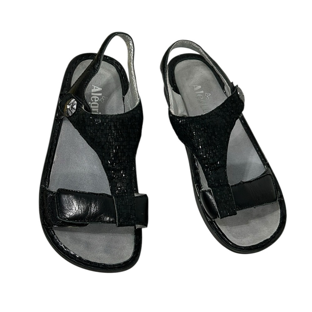 ALEGRIA Kendra Black Shimmer T-Strap KEN-765 Sandals Womens - Picture 10 of 14